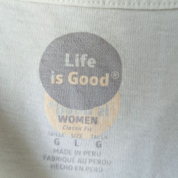 Life is Good Christmas Tree Peace Long Sleeve Soft Holiday‎ Tee Sz L - Picture 6 of 7